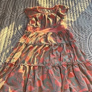 Tea Collection Kids Dress in Coral and Olive